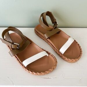 Rachel Comey Gladiator Pebbled Leather Two tone Braided Mensa Sandals